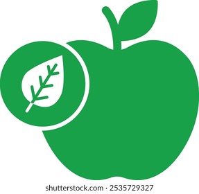 Vector icon of Vegan. This icon features a green apple symbolizing a vegan lifestyle, emphasizing healthy, plant-based eating.