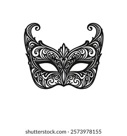 Vector icon Venetian mask with intricate designs on a white background