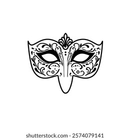 Vector icon Venetian mask with intricate designs on a white background