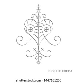 Vector icon with veve vodoo symbol Ersulie Freda