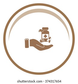 Vector icon Vial of medicine in hand