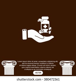 Vector icon Vial of medicine in hand