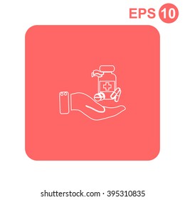 Vector icon Vial of medicine in hand