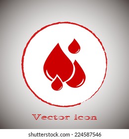 Vector icon Vial of medicine Red button on a gray background.