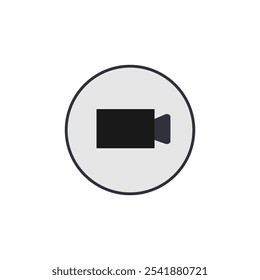 ícone de vetor de um botão de câmera de vídeo, com um símbolo de filme limpo, ideal para interfaces de aplicativo, web design e projetos relacionados à mídia