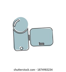 Vector icon video camera on cartoon style on white isolated background.