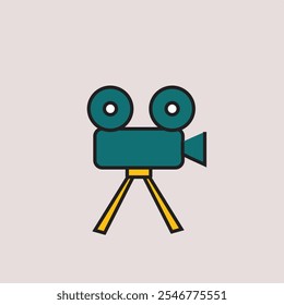Icono de Vector Video de una cámara, que representa temas de medios, grabaciones y películas. 
