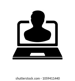 Vector icon video conference. Video lecture icon