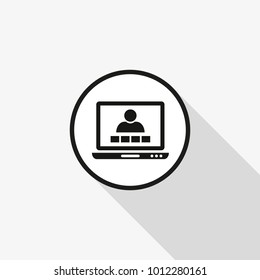 Vector icon video conference with a long shadow on the background