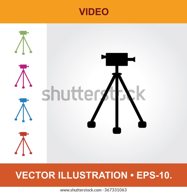Vector Icon Of Video With Title & Small\
Multicolored Icons.\
Eps-10.