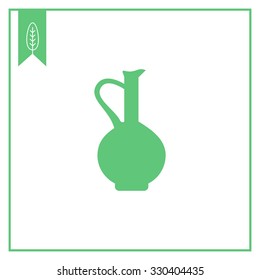 Vector icon of vintage clay jug with handle 