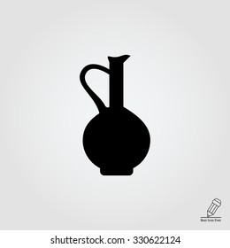 Vector icon of vintage clay jug with handle 