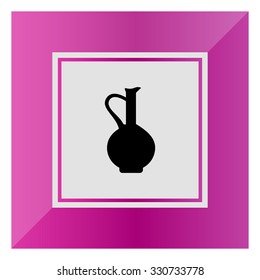 Vector icon of vintage clay jug with handle 