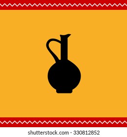 Vector icon of vintage clay jug with handle 