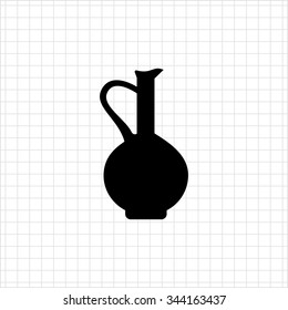 Vector icon of vintage clay jug with handle 