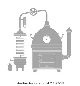 vector icon with vintage distillation apparatus