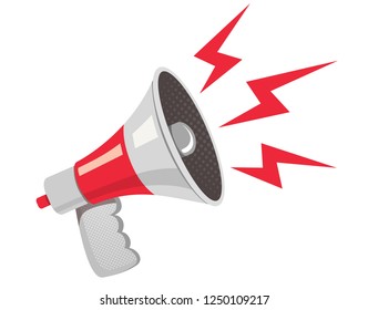 Vector icon of vintage wihte megaphone. Vector retro megaphone. Protest.