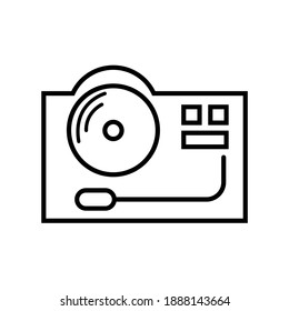 Vector icon of vinyl player set. Turntable sign.Solved on white background. Gramophone, dj, retro radio concept. simple design for graphics, logos, websites, social media, UI, mobile apps, EPS10