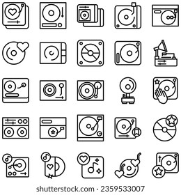 Vector icon vinyl player. Turntable sign Isolated on white background. Gramophone, dj, radio retro concept. Flat style for graphic design, logo, Website, social media, UI, mobile application, EPS10