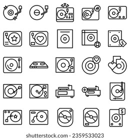 Vector icon vinyl player. Turntable sign Isolated on white background. Gramophone, dj, radio retro concept. Flat style for graphic design, logo, Website, social media, UI, mobile application, EPS10