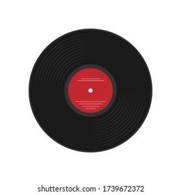 Vector icon of a vinyl record. Illustration of a musical theme. Isolated on a white background. Simple design.