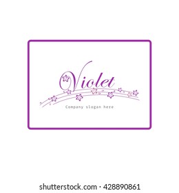Vector of icon / violet. Flowers on a background. Business icon for the company cosmetics.This concept logo, label or badge for flower shops / salons. Other companies. Illustration.