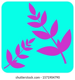 Vector icon of violet plants on blue. Eco logo of leaves for web and app design.   Plant icon design
