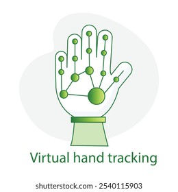 Vector icon for Virtual Hand Tracking. Shows hand sensors for gesture control in virtual and augmented reality environments.