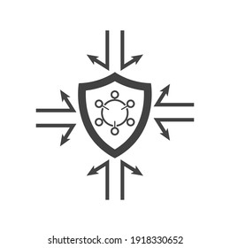 Vector icon of virus protection on white isolated background. 
