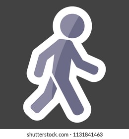 Vector icon of a walking pedestrian. Illustration of a walking man oncolored sticker. Layers grouped for easy editing illustration. For your design.