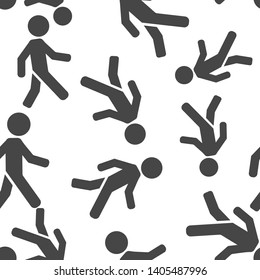 Vector icon of a walking pedestrian. Illustration of a walking man seamless pattern on a white background.