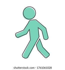 Vector icon of a walking pedestrian. Illustration of a walking man cartoon style on white isolated background.