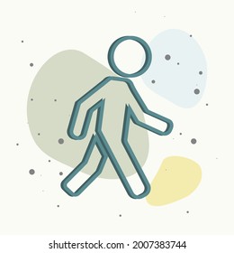 Icono vector de un peatón que camina. Ilustración de un hombre que camina sobre fondo multicolor