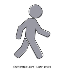 Vector icon  walking pedestrian. Walking man cartoon style on white isolated background.