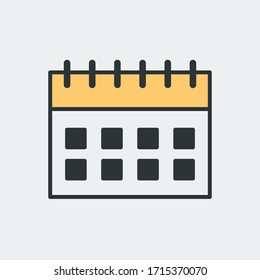 Vector icon of a wall calendar with weekly schedule. It represents a concept of time management, lifestyle, making plans, schedule. Also can be used as a logo, icon or badge