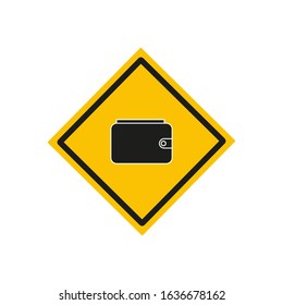 vector icon, wallet with bills on white background