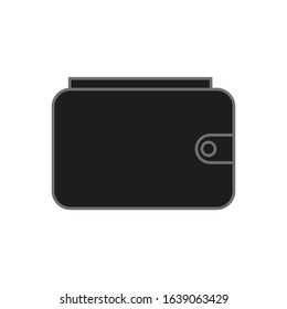 vector icon, wallet with bills on white background