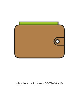 vector icon, wallet with bills on white background