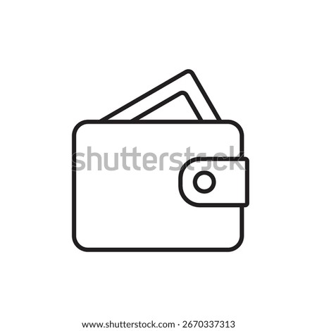 A vector icon of a wallet with a visible flap, created in line style with editable stroke