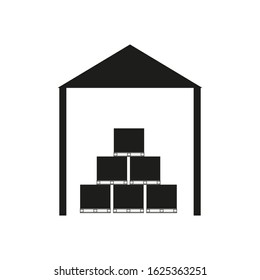 vector icon, warehouse of goods with pallets