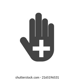 Vector icon wash hands, hand disinfection on white isolated background. 