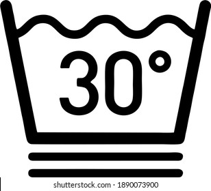 Vector icon of washing icon at 30 degrees