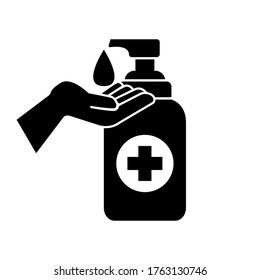 vector icon washing hand with sanitizer liquid soap. Hand sanitizer icon