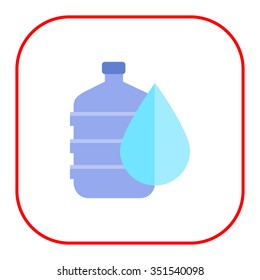 Vector icon of water dispenser with drop