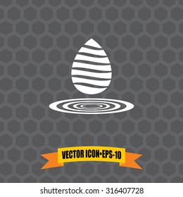 Vector Icon of Water Drop on Dark Gray Background. Eps.10.