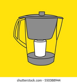 Vector icon water filter. Isolated on yellow background
