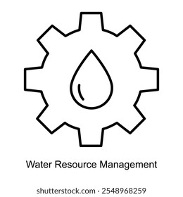 Vector icon for Water Resource Management with Drop and Recycling Arrows. Illustrates eco-friendly water reuse and conservation strategies for environmental sustainability.