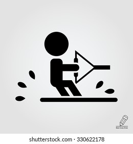 Vector icon of water skiing man silhouette