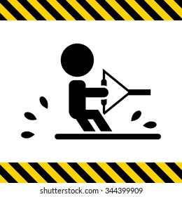 Vector icon of water skiing man silhouette