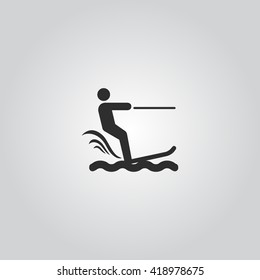 Vector Icon Of Water Skiing Man Silhouette